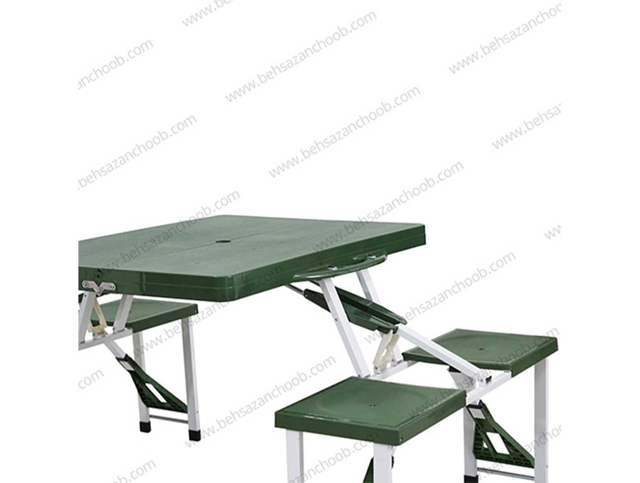 میز و صندلی چهارنفره تاشو رنگ سبز ارتشی A011